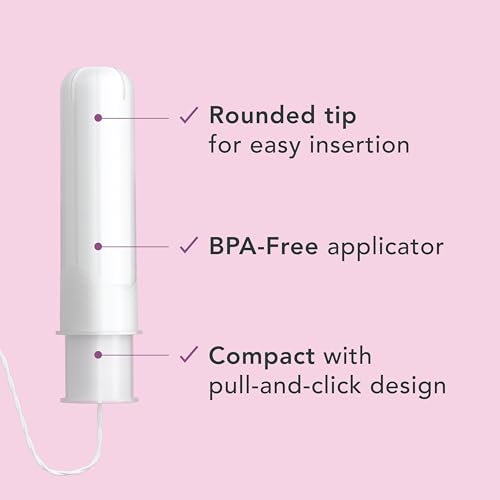 Rael Tampons, Compact Applicator - Made with Organic Cotton, Heavy Absorbency, BPA-Free, Chlorine Free, Leak Locker Techno...