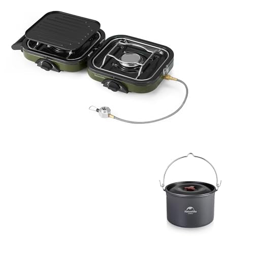 Naturehike 2 Burner Folding Camping Stove & 4.2 Quart Hanging Pot Set