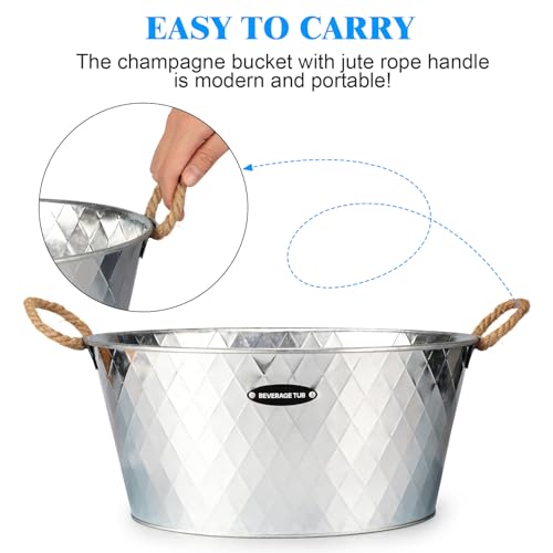 iHoo Galvanized Tub, Beverage Bucket with Handles, 2 Pcs Large Ice Buckets for Parties -Galvanized Drink Buckets for Indoo...