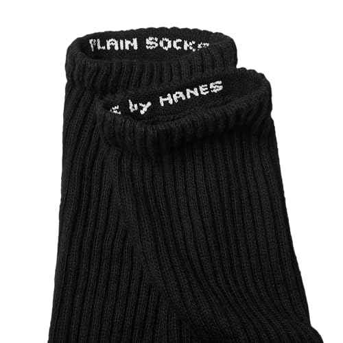 Hanes Unisex Plain White Socks Pack or Plain Black Socks Pack, Men's, Women's & Teen Sizes, Crew and Ankle 6-Packs