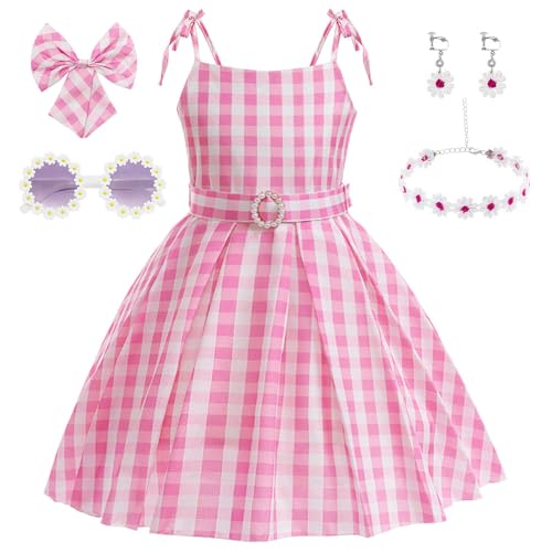 Btonai Pink Costume for Girls Cowgirl Costume Dress Kids Disco Outfits Movie Dress up Halloween Party Cosplay 4-13Y