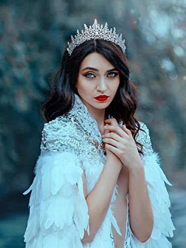 SWEETV Crystal Wedding Tiara for Women, Royal Queen Crown Headband, Rhinestone Princess Hair Accessories for Prom Birthday