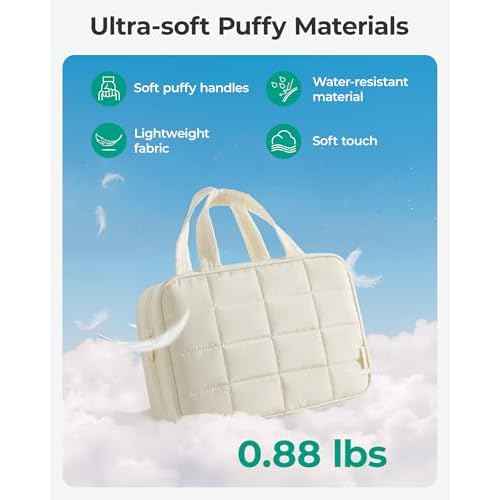 BAGSMART Travel Toiletry Bag for Women, Hanging Travel Bag for Toiletries, Puffy Makeup Cosmetic Bag Organizer, Carry-on Travel Accessories Essentials, Camel