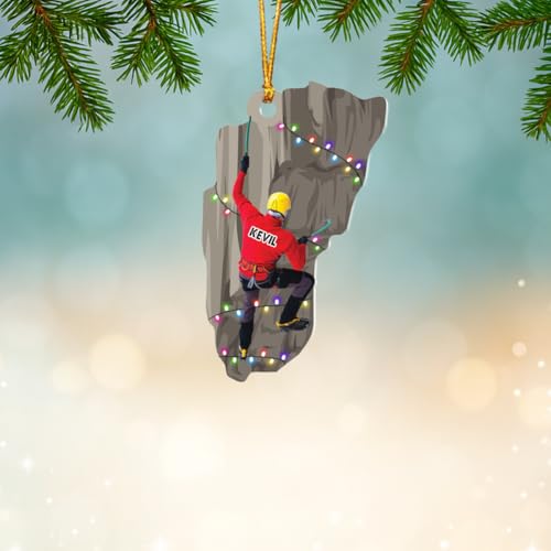 GABITA Personalized Rock Climbing Ornament, Custom Name 2D Flat Rock Climbing Christmas Ornament, Gift for Climbers
