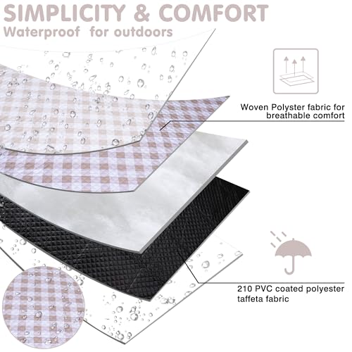 Extra Large Picnic Blanket 80''x 60'' Picnic Mat Waterproof Sand Proof Foldable for Beach, 5-Layer Outdoor Blanket for 6 t...