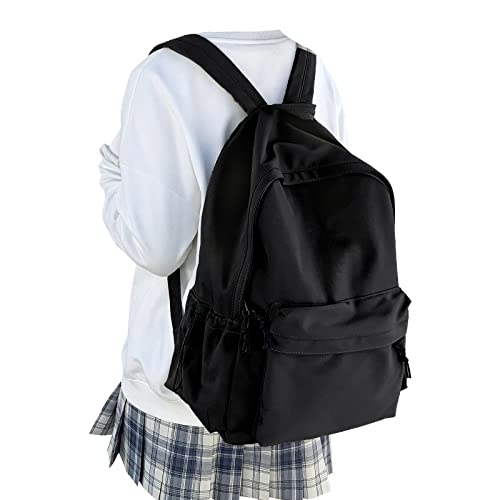 WEPOET Classic Basic Black Backpack For Women,Waterproof High School Bookbag,Lightweight Casual Travel Daypack,College Bac...