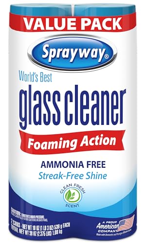 Sprayway Glass Cleaner Foaming Aerosol Spray, 19oz, Pack of 2 | Ammonia-Free, Streakless, Fast-Acting | Cleans & Polishes ...