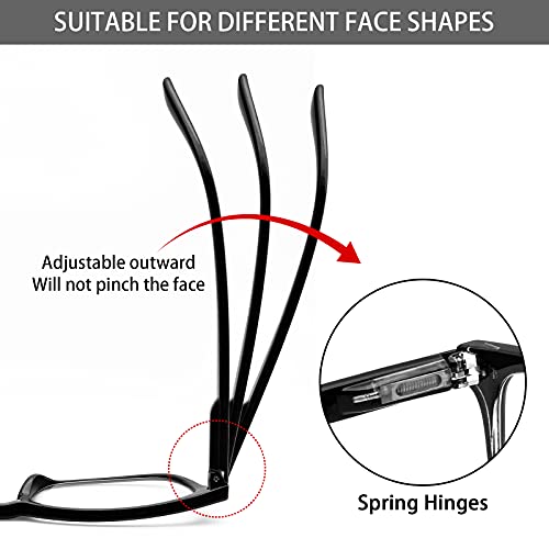 VIDEBLA 5 Pack Blue Light Blocking Reading Glasses,Spring Hinge Readers for Women Men,Anti UV Ray Filter Nerd Eyeglasses