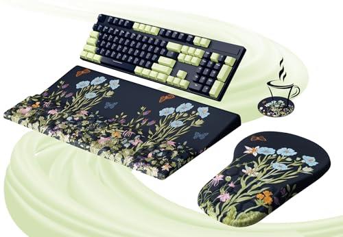 Ospelelf Ergonomic Mouse Pad and Keyboard Stand Wrist Rest Set, Memory Foam Comfort, Pain Relief for Typing, Office Desk A...