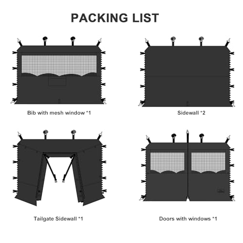 KAMPKEEPER 5pcs Sidewalls for 10X10 Commercial Instant Canopy Tent, Converts Canopy into Tent for Camping with Removable S...