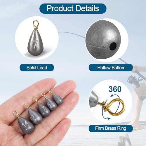 MYLPRETALE 26Pcs Fishing Weights Sinkers Kit, Drop Shot Weights, Lead Fishing Weights for Saltwater Freshwater, Catfish We...