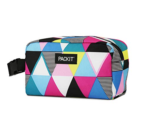 PackIt Freezable Snack Box, Triangle Stripes, Built with ECOFREEZE Technology, Collapsible, Reusable, Zip Closure with Buc...