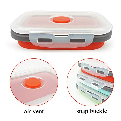 CARTINTS Set of 3 Collapsible Food Storage Containers Collapsible Silicone Bowls, Silicone Lunch Containers with Airtight ...