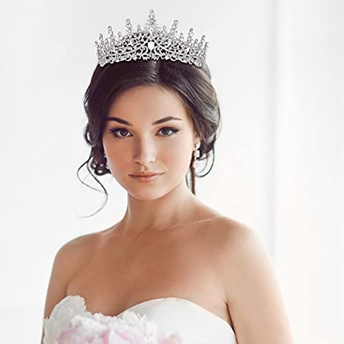 TOBATOBA Silver Wedding Crystal Tiaras and Crowns for Women, Bride Royal Queen Headband Princess Quinceanera Headpieces fo...