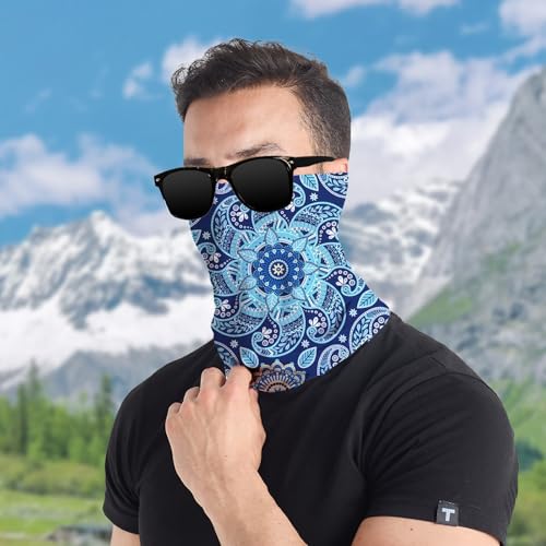 Ice Silk Cooling Neck Gaiter Men's Houndstooth Floral Pattern Windproof Sun Protection Breathable Balaclava for Outdoor