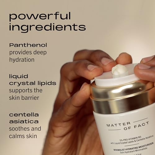 MATTER OF FACT Minimalist Hydrating Moisturizer with Pro Vitamin B5, Liquid Crystal Lipids and Centella Asiatica, Lightweight Daytime Face Cream for Moisture Barrier Support, 50mL / 1.6 Fl Oz