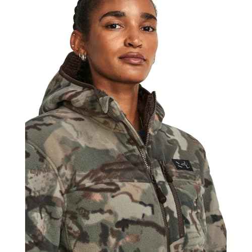 Under Armour Women's Rut Windproof Jacket | Silent Microfleece with Scent Control | Camo Jacket for Women | Sherpa Lining