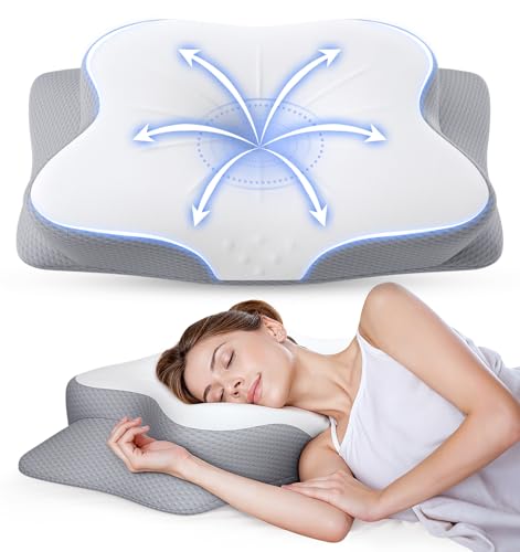 LBRAMS Cervical Pillow for Neck Pain Relief - Ergonomic Memory Foam Pillow with Cooling Case Orthopedic Support Side Sleep...
