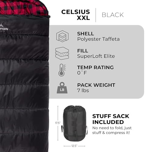 Teton Celsius XXL Sleeping Bag, Cold Weather Sleeping Bags for Adults and Kids, Camping Made Easy and Warm. Compression Sa...