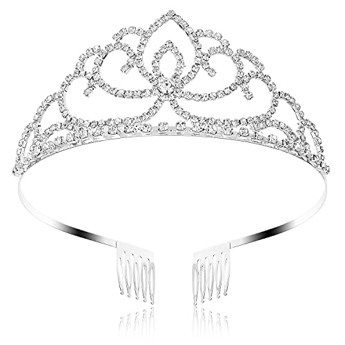 FASOTY Silver Tiara Crystal Crown with Combs Elegant Princess Tiaras and Crowns for Women Girls Rhinestone Headband for Br...