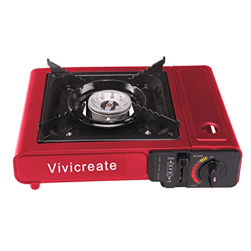 Vivicreate 8500 BTU Portable Butane Gas Stove for Camping Cooking Outdoor, Lightweight Portable Stove Burner with Auto Ign...