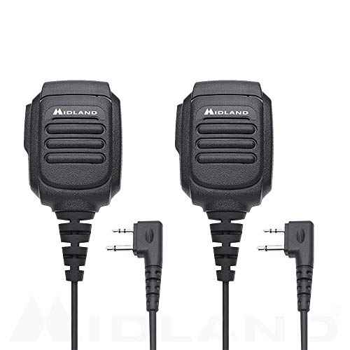 Midland AVPH10 Handheld/Wearable Speaker Microphone with Push-to-Talk for GMRS Radios (2-Pack)