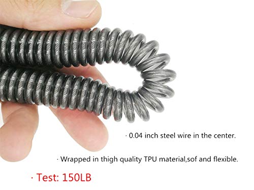 Fishing Rod Lanyard for Trolling: 10ft-150LB Saltwater Rod Reel Safety Tether - Retractable Fishing Tool Coil Lanyard for ...