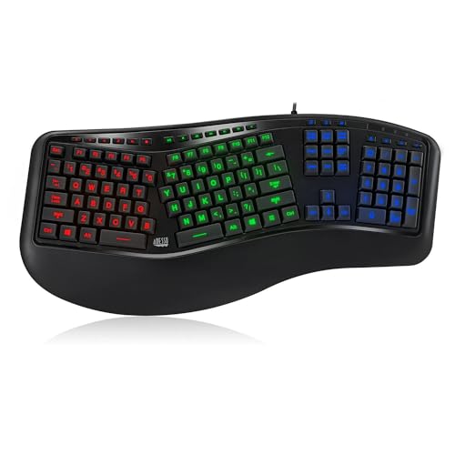 Adesso Tru-Form 150 3-Color Illuminated USB Ergonomic Keyboard AKB-150EB