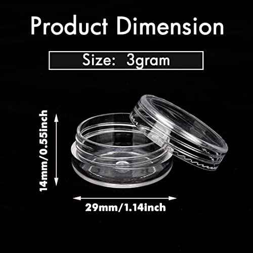3 Gram Sample Containers With Lids, 50 Count Clear Jars, Empty Lip Balm, Mini Cosmetic With Labels, Makeup Travel, Mini Disposable Spatulas