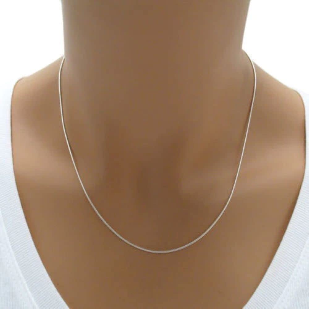 ARGENTO REALE 1MM- 2MM Sterling Silver Round Snake Chain Necklace- Solid Sterling Silver Italian Chain For Pendants, Flexible 92