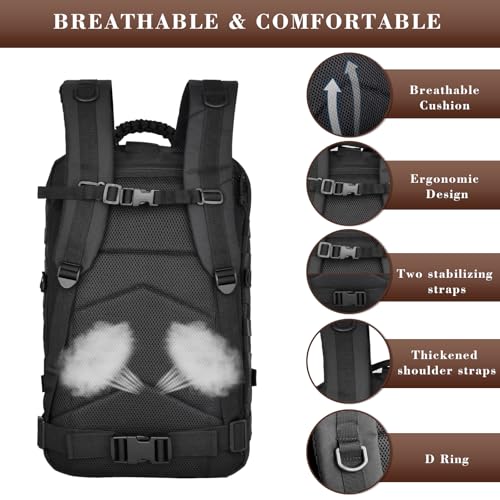 AZULDEZ Military Tactical Backpack for Men, 40L Molle EDC Daypack Work Backpack for Trekking, Army 3 Days Assault Pack & B...