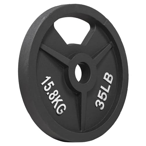 Fitvids 2-Inch Olympic and 1-Inch Standard Cast Iron Weight Plate for Strength Training & Weightlifting, Multiple Weights Available