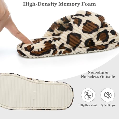 GOEWY Slippers for Women Memory Foam House Bedroom Corduroy Crossbands Open Toe Slides Sandals Shoes Comfy Trendy Gift for...