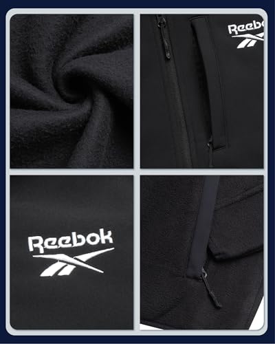 Reebok Mens Fleece Jacket - Lightweight Polar Fleece Zip Up Winter Jackets for Men - Gym Workout Running Outdoor Mens Jacket