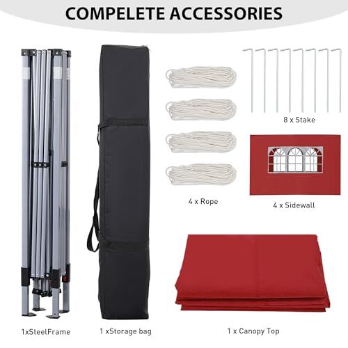 GDY 10x10 Easy Set Up Camping Canopy, Pop Up Tent with 4 Piece Sidewalls, Easy Up Canopy for Events, Parties, Gatherings, ...