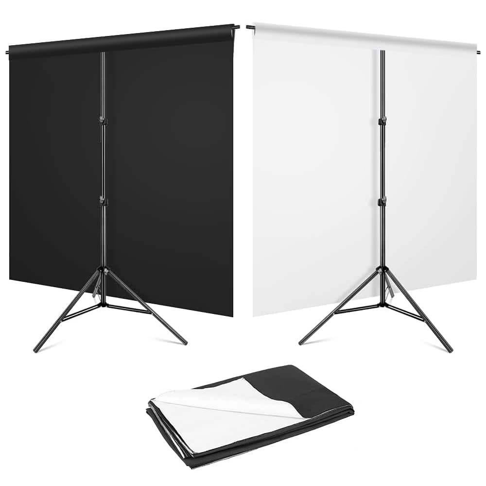 LYLYCTY Black White Photography Backdrop for Photoshoot, 2-in-1 Revisible Black Backdrop White Screen Background for Video Photography Gaming Streaming5x7ft