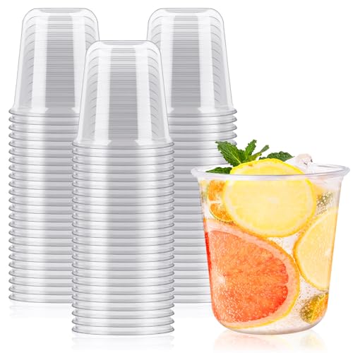 Jycnolm 50 Pcs Disposable Plastic Wine Glasses Stemless 12 oz Plastic Cocktail Cups for Meeting Weddings Birthdays Christm...