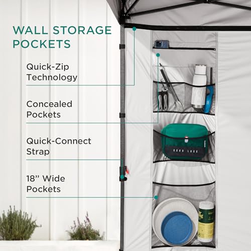 Best Choice Products 10x10ft Easy Pop Up Canopy w/Side Wall, 10 Pockets, Portable Carrying Case, 1-Button Setup, 4 Weight ...