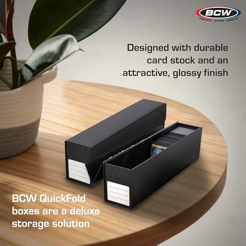 BCW QuickFold Card Boxes for Sleeved Cards - 12 Pack | Not for Toploaders | Magnetic Closure Card Storage Box | Holds 500 to 1200 Cards Each | Fits Trading Card Dividers | Easy to Assemble
