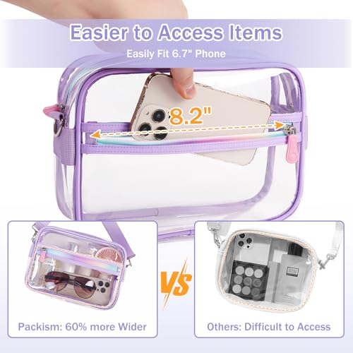 MUSEVOS Clear Bag for Stadium Events Transparent Crossbody Bag Purse Adjustable Strap Shoulder Bags