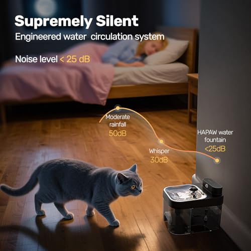 HAPAW Cat Water Fountain, Wastewater Separation & No Filter Cotton, Pet Water Dispenser with 101oz/3L Large Capacity Tank,...