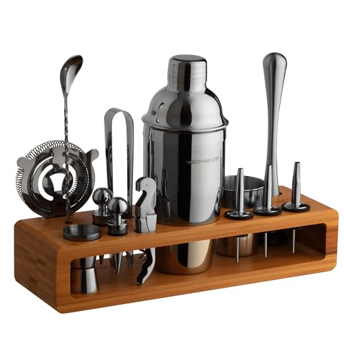 Modern Mixology 21-Piece Cocktail Shaker Set with Stand | Complete Cocktail Kit Gift Set | Top Bartender Gifts for Men & W...