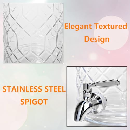 PYVYLO 1 Gallon Beverage Dispenser with Stand,Lemonade Drink Dispenser with Stainless Steel Spigot for Parties and Wedding...