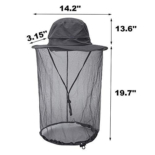 Peicees 2Pcs Head Net Hats for Men Women Adventure Fishing Hat Safari Hat for Hunting Camping Hiking, Dark Gray and Rose