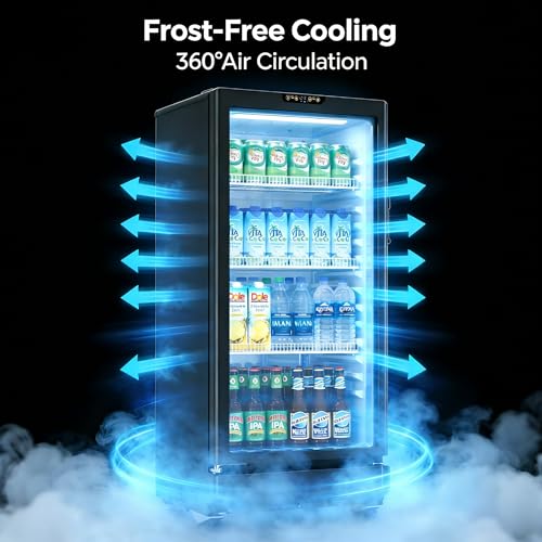 Vivacool 6 Cu.Ft Commercial Refrigerator, Beverage Refrigerator Cooler with Glass Door, Lock & Adjustable Shelves, Quiet F...