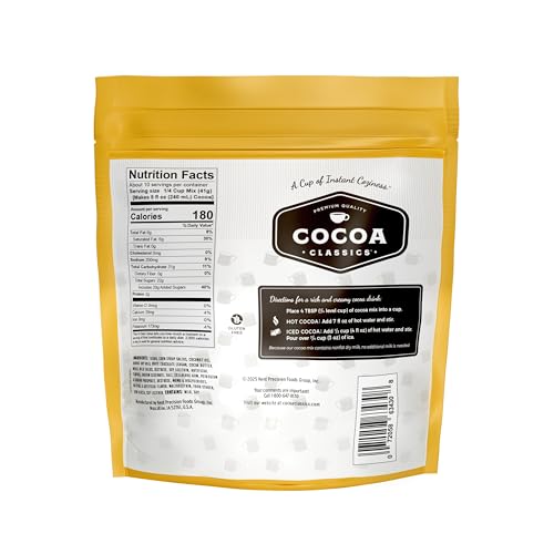 Cocoa Classics Arctic White Cocoa Mix, Hot Chocolate, Made with Nonfat Milk, Just Add Hot Water, Make Hot or Iced Cocoa, Gluten Free, 14.8 oz Pouch (Pack of 1)