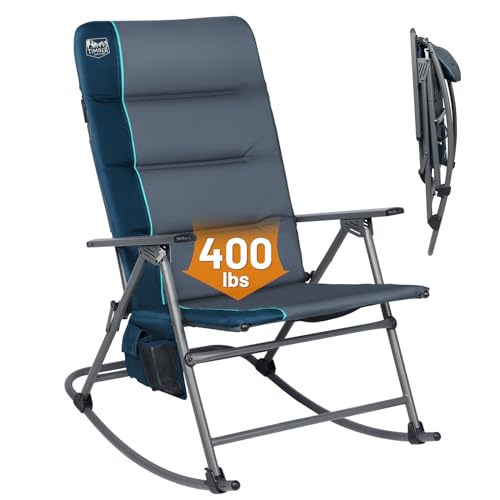 Timber Ridge Oversized Folding Rocking Camping Chair, Padded Outdoor Rocker with High Back, Portable Outdoor Chair for Pat...