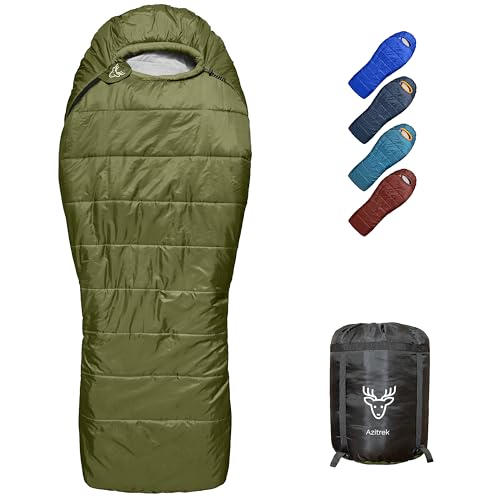 Azitrek 0 Degree Mummy Sleeping Bags for Adults Camping | XXL Big and Tall 3-4 Season Warm Cool | Cold Weather Winter Slee...