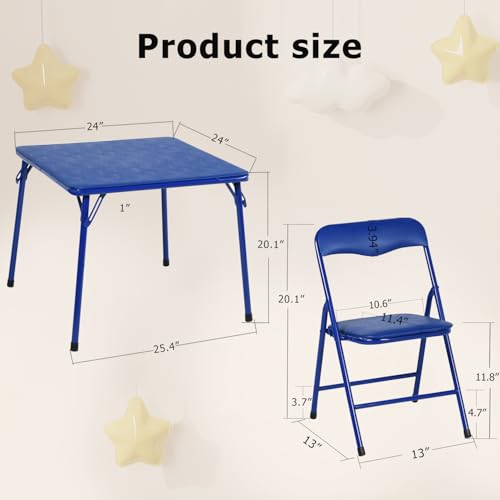 FurnitureR Kids 5-Piece Folding Table & Chair Set, Colorful Activity Table for Holiday Crafts, Playtime, Learning & Family...