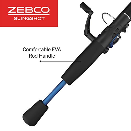 Zebco Slingshot Spinning Reel and Fishing Rod Combo, 2-Piece Medium-Light Durable Fiberglass Rod, Comfortable EVA Handle, ...